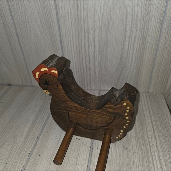 Vtg Wood Chicken Hen Napkin Holder Hand Painted Ajustable Farmhouse Country - Picture 6 of 6